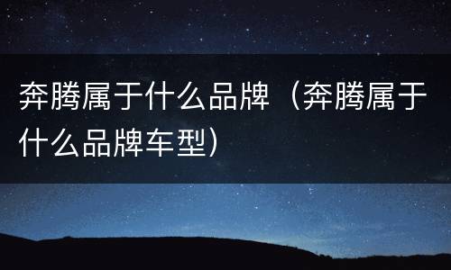 奔腾属于什么品牌（奔腾属于什么品牌车型）