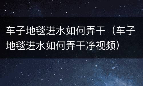 车子地毯进水如何弄干（车子地毯进水如何弄干净视频）