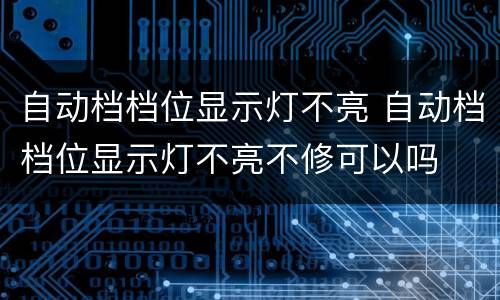 自动档档位显示灯不亮 自动档档位显示灯不亮不修可以吗