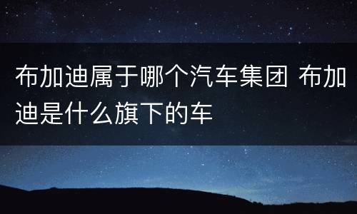布加迪属于哪个汽车集团 布加迪是什么旗下的车