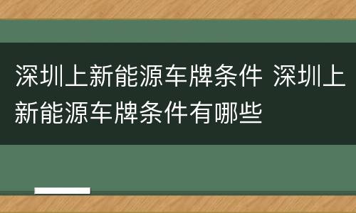 深圳上新能源车牌条件 深圳上新能源车牌条件有哪些