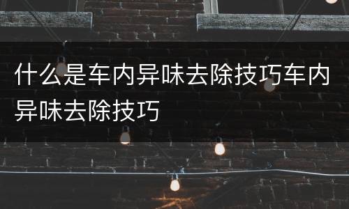 什么是车内异味去除技巧车内异味去除技巧