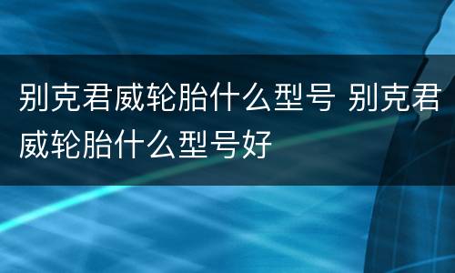 别克君威轮胎什么型号 别克君威轮胎什么型号好