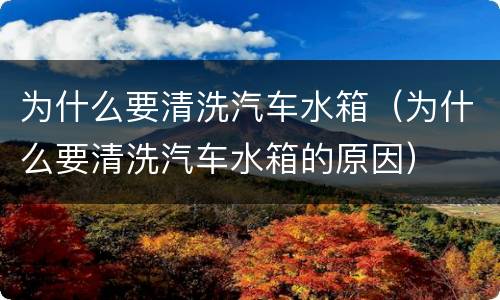 为什么要清洗汽车水箱（为什么要清洗汽车水箱的原因）