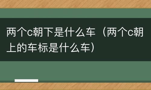 两个c朝下是什么车（两个c朝上的车标是什么车）