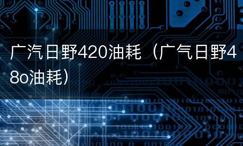 广汽日野420油耗（广气日野48o油耗）