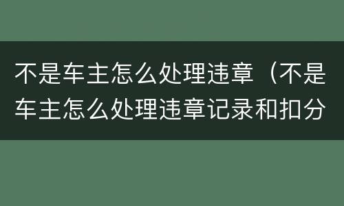 不是车主怎么处理违章（不是车主怎么处理违章记录和扣分情况）