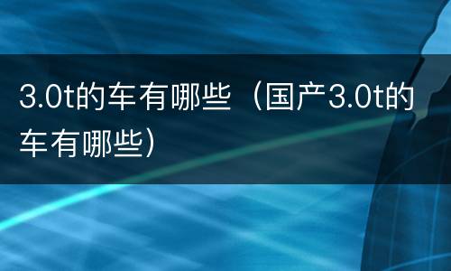 3.0t的车有哪些（国产3.0t的车有哪些）
