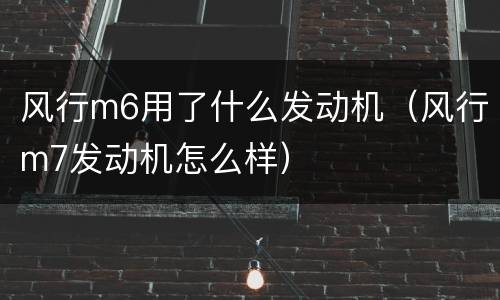 风行m6用了什么发动机（风行m7发动机怎么样）