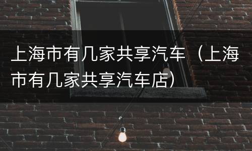 上海市有几家共享汽车（上海市有几家共享汽车店）