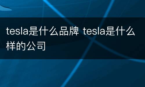 tesla是什么品牌 tesla是什么样的公司