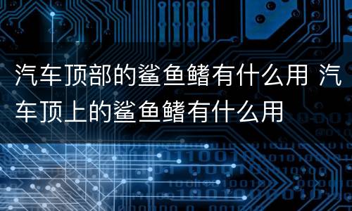 汽车顶部的鲨鱼鳍有什么用 汽车顶上的鲨鱼鳍有什么用