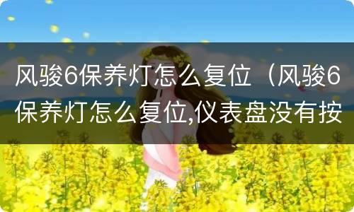风骏6保养灯怎么复位（风骏6保养灯怎么复位,仪表盘没有按钮）
