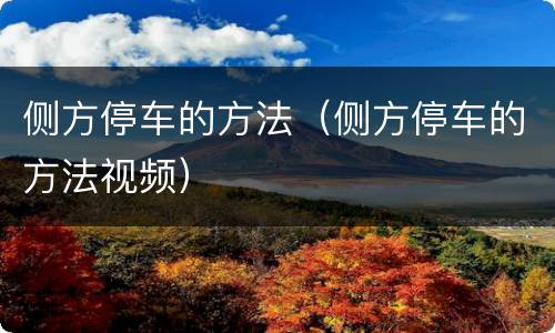 侧方停车的方法（侧方停车的方法视频）