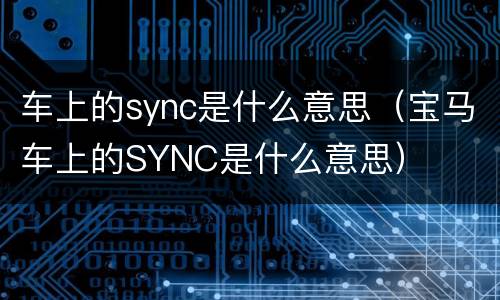 车上的sync是什么意思（宝马车上的SYNC是什么意思）