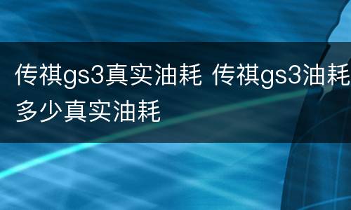 传祺gs3真实油耗 传祺gs3油耗多少真实油耗