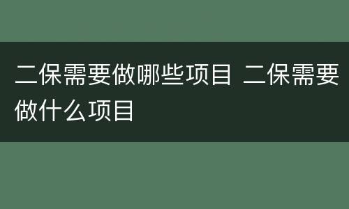 二保需要做哪些项目 二保需要做什么项目