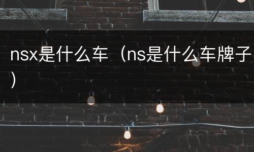 nsx是什么车（ns是什么车牌子）