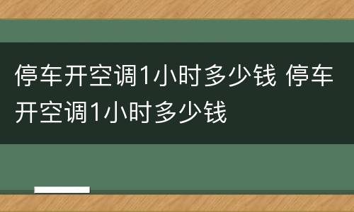 停车开空调1小时多少钱 停车开空调1小时多少钱