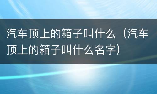 汽车顶上的箱子叫什么（汽车顶上的箱子叫什么名字）