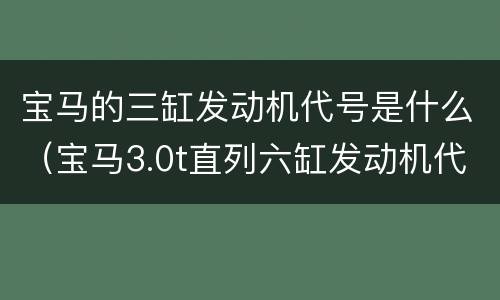宝马的三缸发动机代号是什么（宝马3.0t直列六缸发动机代号）