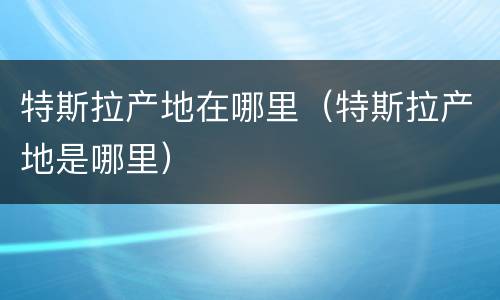 特斯拉产地在哪里（特斯拉产地是哪里）