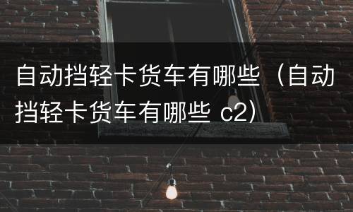 自动挡轻卡货车有哪些（自动挡轻卡货车有哪些 c2）