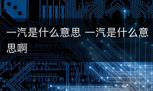 一汽是什么意思 一汽是什么意思啊