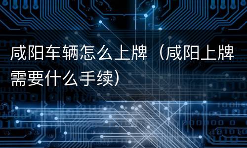 咸阳车辆怎么上牌（咸阳上牌需要什么手续）