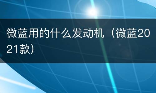 微蓝用的什么发动机（微蓝2021款）
