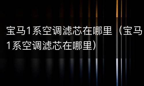 宝马1系空调滤芯在哪里（宝马1系空调滤芯在哪里）