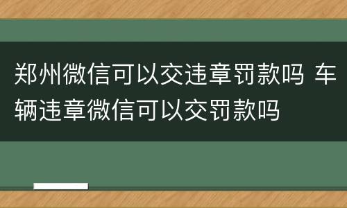 郑州微信可以交违章罚款吗 车辆违章微信可以交罚款吗