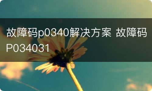 故障码p0340解决方案 故障码P034031