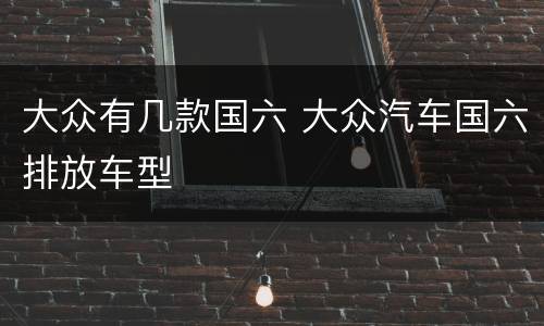 大众有几款国六 大众汽车国六排放车型