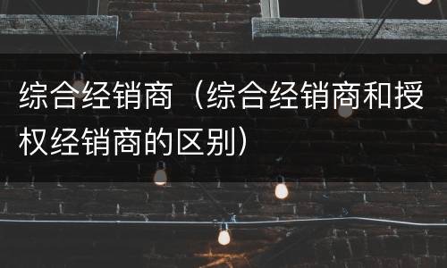 综合经销商（综合经销商和授权经销商的区别）