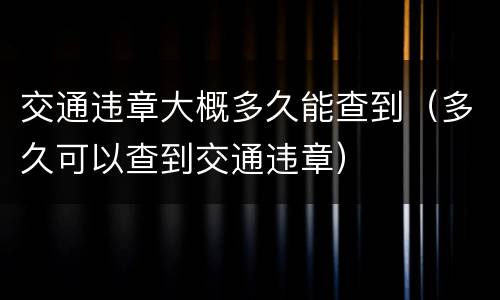 交通违章大概多久能查到（多久可以查到交通违章）