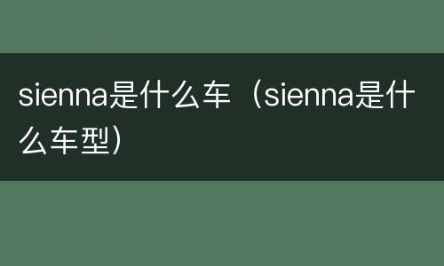 sienna是什么车（sienna是什么车型）