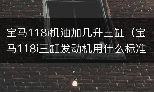 宝马118i机油加几升三缸（宝马118i三缸发动机用什么标准机油）