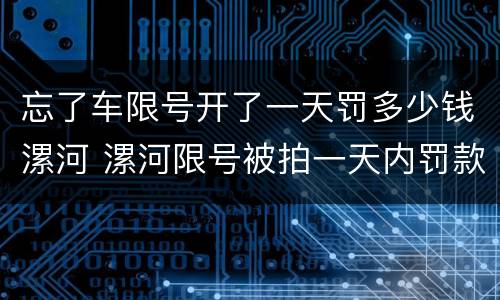忘了车限号开了一天罚多少钱漯河 漯河限号被拍一天内罚款几次
