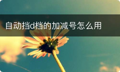 自动挡d档的加减号怎么用