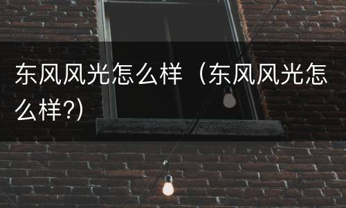 东风风光怎么样（东风风光怎么样?）