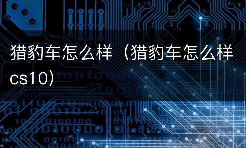猎豹车怎么样（猎豹车怎么样cs10）
