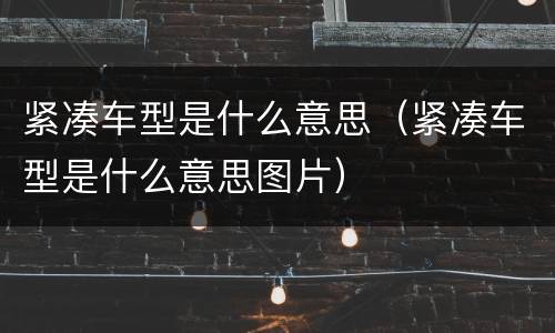 紧凑车型是什么意思（紧凑车型是什么意思图片）