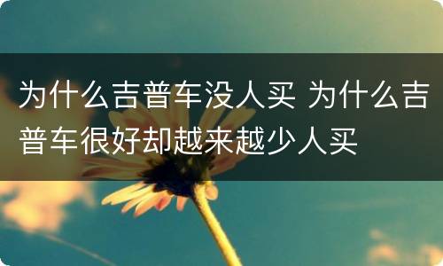 为什么吉普车没人买 为什么吉普车很好却越来越少人买