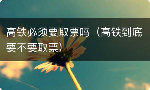 高铁必须要取票吗（高铁到底要不要取票）