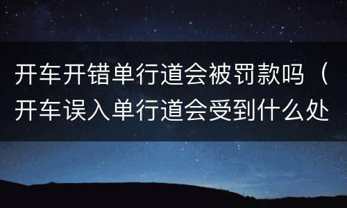 开车开错单行道会被罚款吗（开车误入单行道会受到什么处罚）