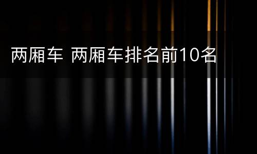 两厢车 两厢车排名前10名