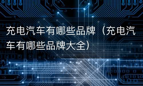 充电汽车有哪些品牌（充电汽车有哪些品牌大全）