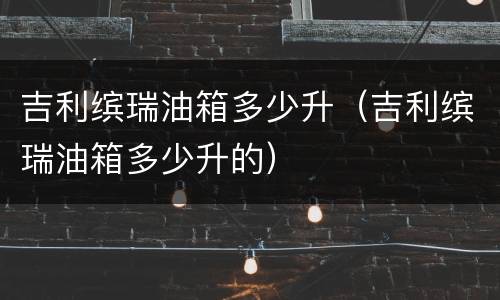 吉利缤瑞油箱多少升（吉利缤瑞油箱多少升的）