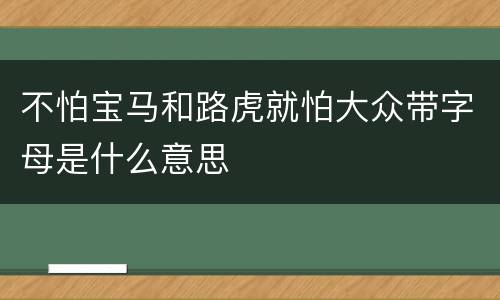 不怕宝马和路虎就怕大众带字母是什么意思